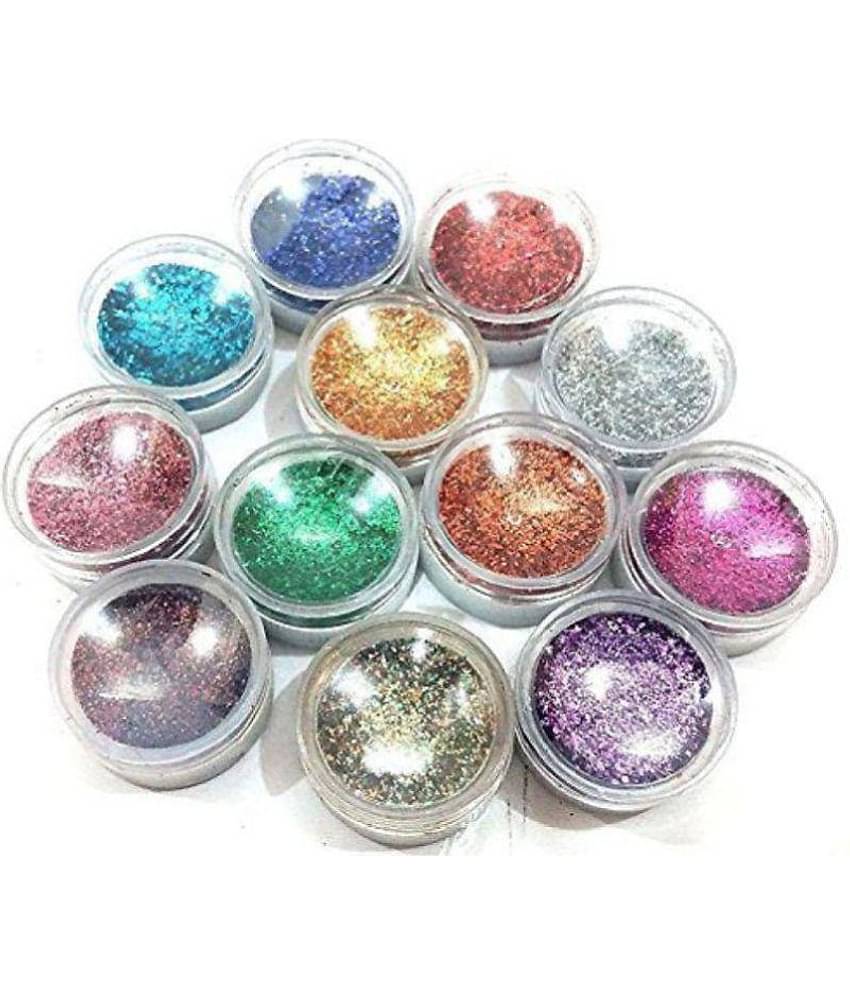Chiranjeevi Eye care Thick Shimmer Glitter Eyes Powder Colours Pack Of 12