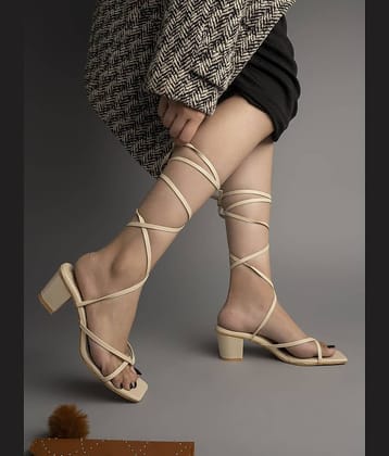 Shoetopia - Cream Women's Sandal Heels
