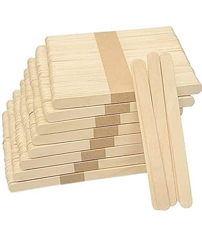 Eclet 200 White Wooden Craft Stick Premium Natural Wooden Piece Ice Cream Sticks