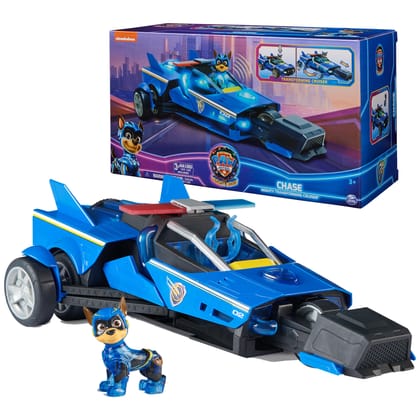 Paw Patrol: The Mighty Movie, Chase's Transforming Cruiser With Mighty Pups Action Figure, Lights and Sounds, Kids Toys for Boys & Girls 3+