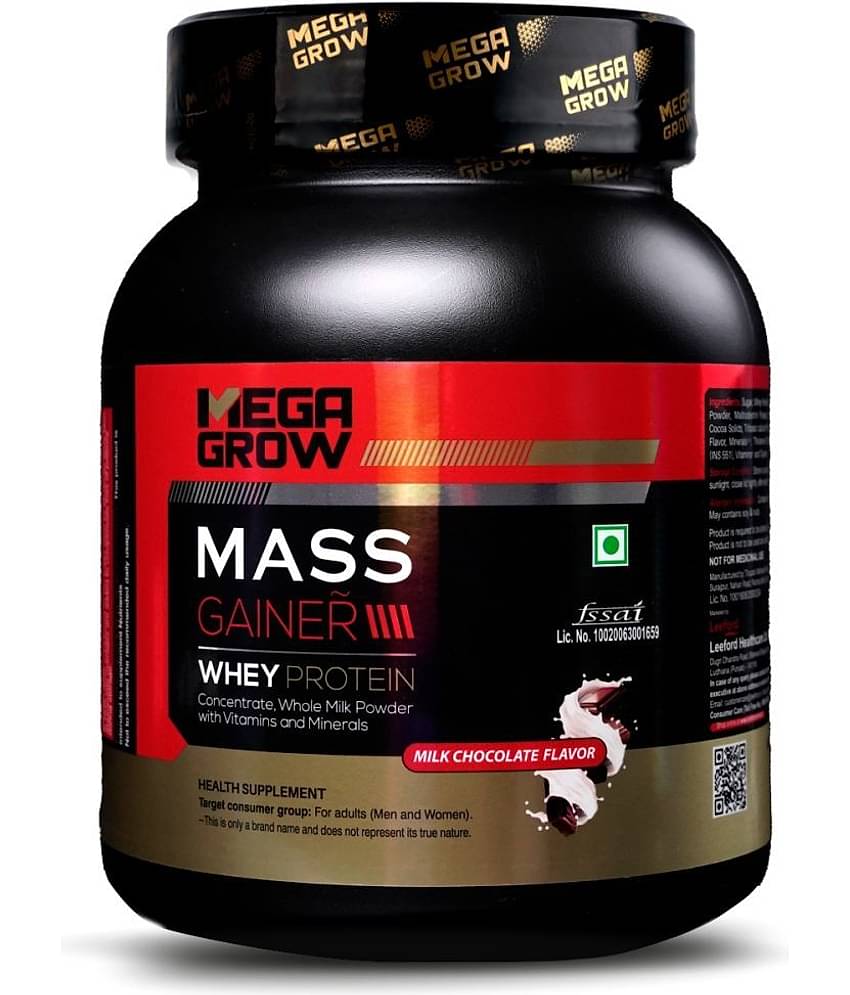 Megagrow Mass Gainer & whey protine powder - Milk Chocolate Flavor | minerals & vitamins | 1 Kg