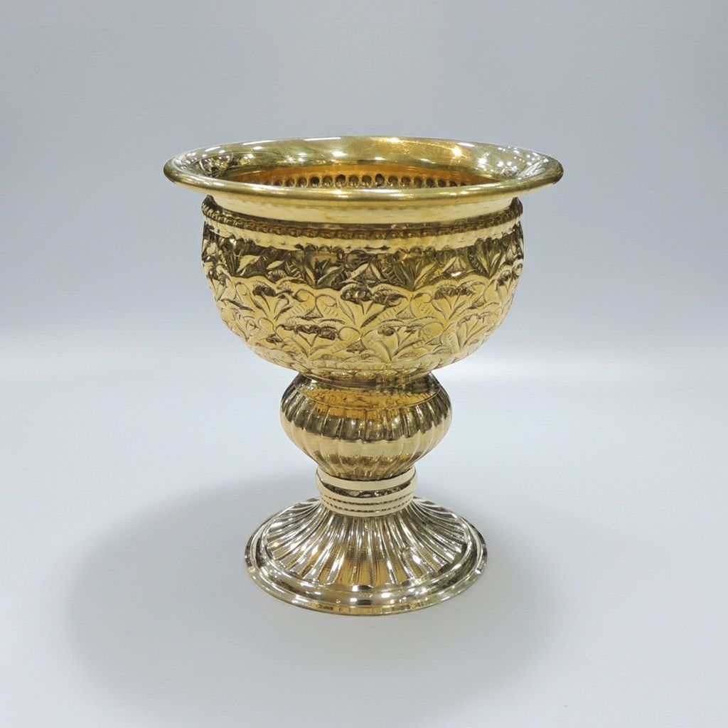 Handcrafted Brass Decorative Bowl With Stand | Handcrafted Home Decor Centerpiece, Height : 4.6 Inch (ATMAS073 B)