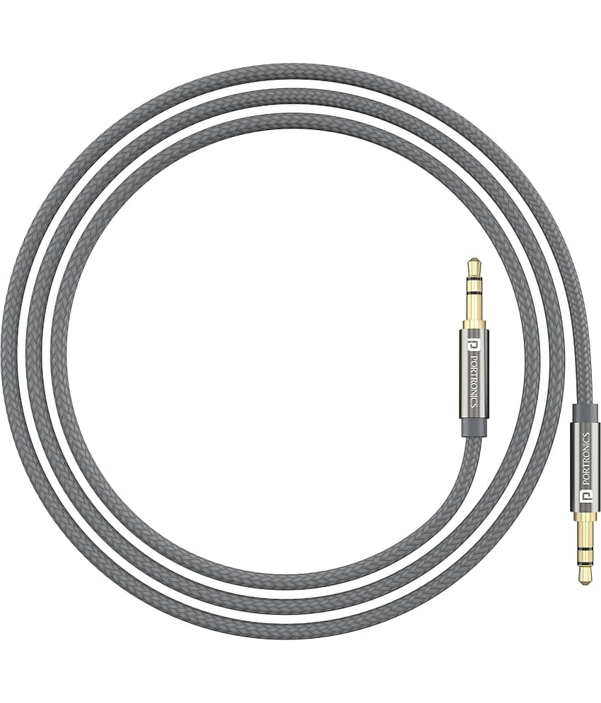 Portronics - Grey 3A Aux Cable 2 Meter