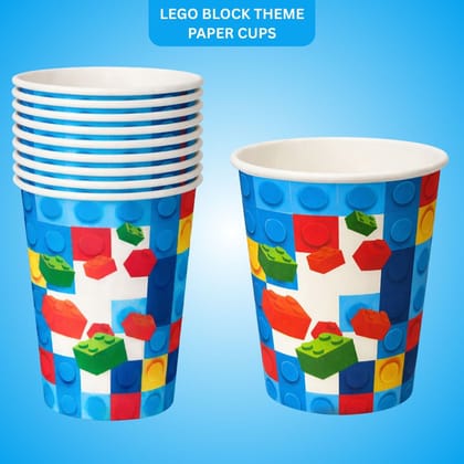 Lego Blocks Theme Party Paper Cups - 10PC Lego Blocks Theme Party Paper Cups - 10PC