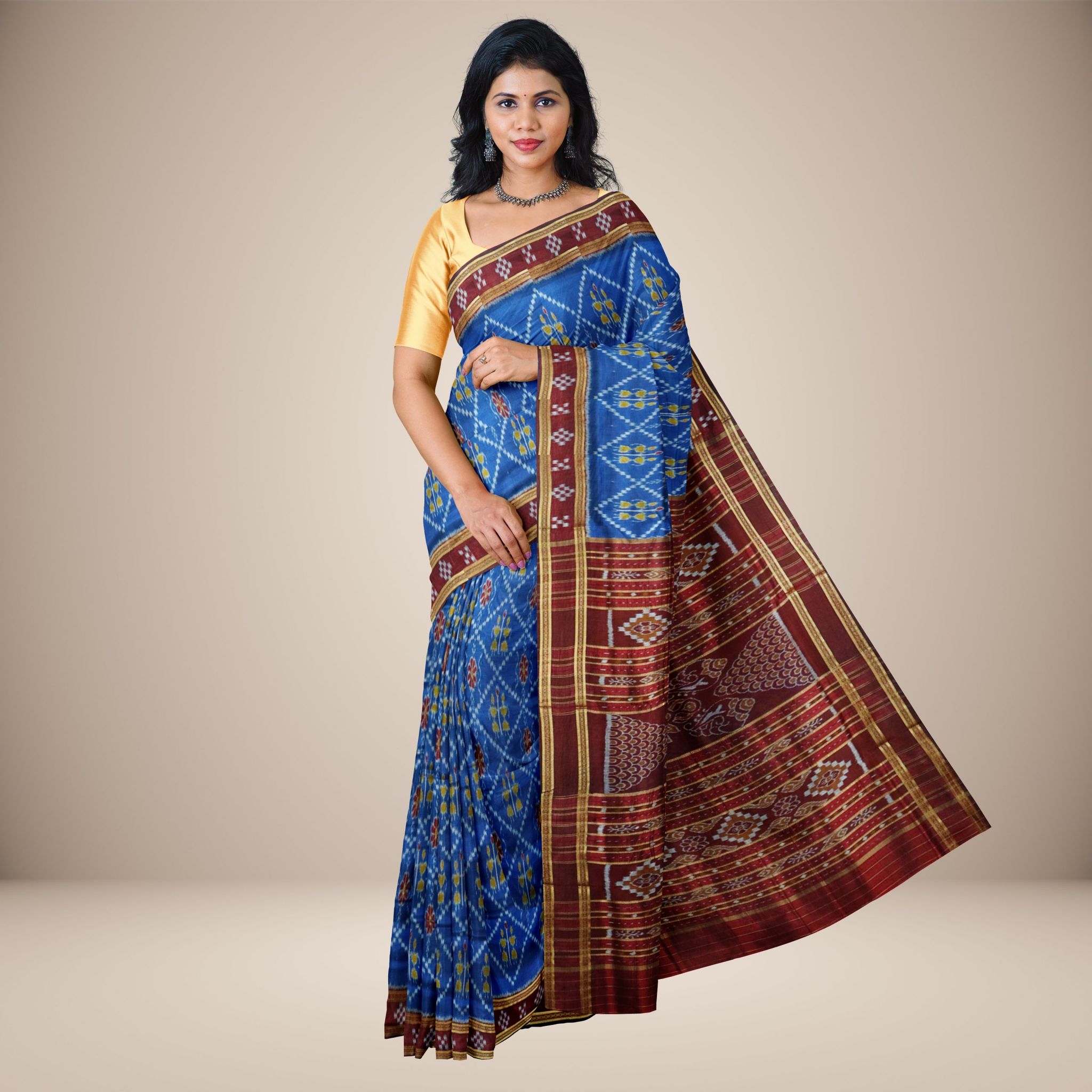 Tribal Motif Khandua Silk Saree