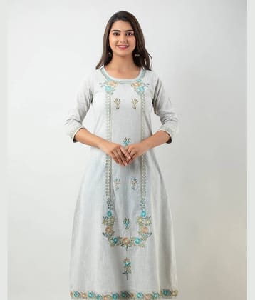 MAUKA - Silver Cotton Women's Flared Kurti ( Pack of 1 )