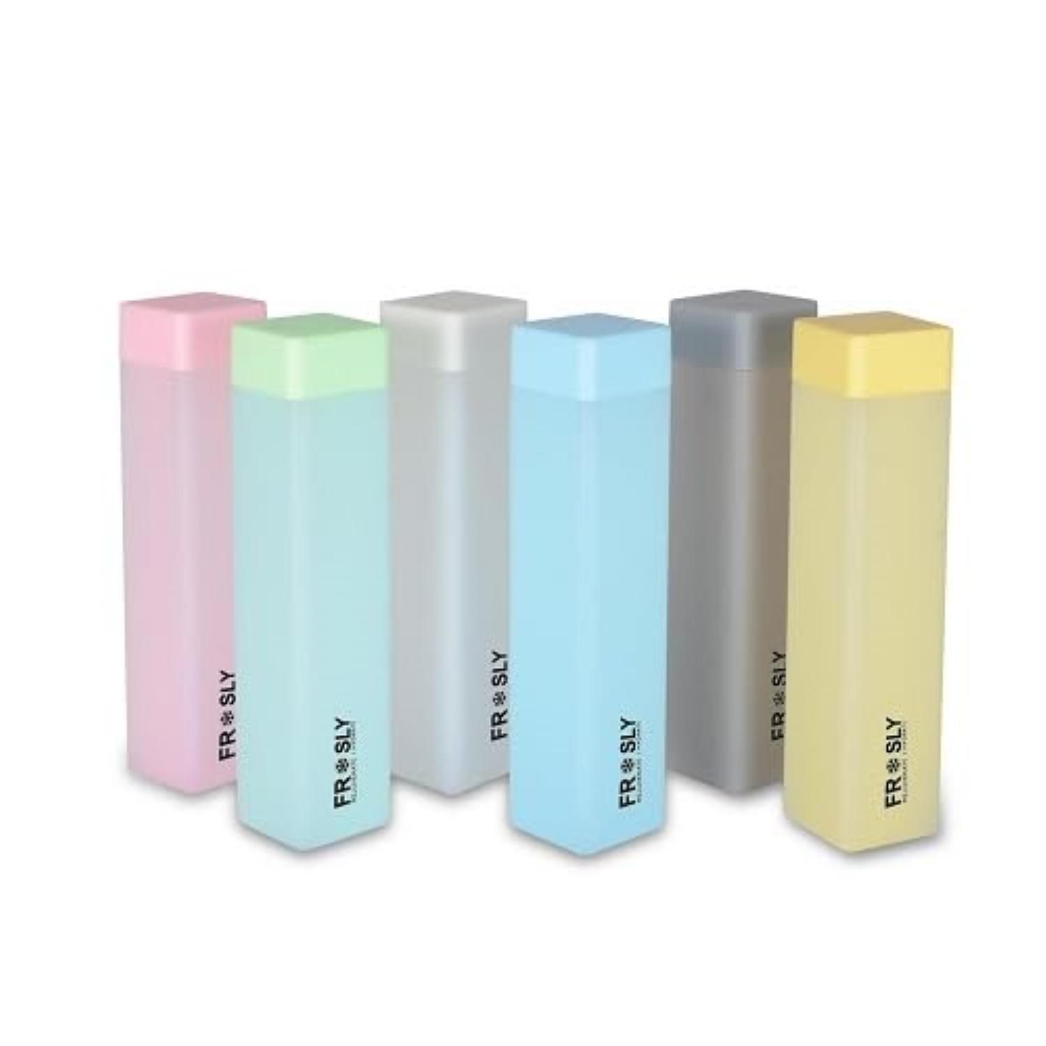 FROSTY 6-Pack 18oz Frosted Square Water Bottles with Leakproof Flip Top Lids - Reusable Tritan Plastic BPA-Free Water Bottle - Great for School, Office, Gym, Travel - Dishwasher Safe