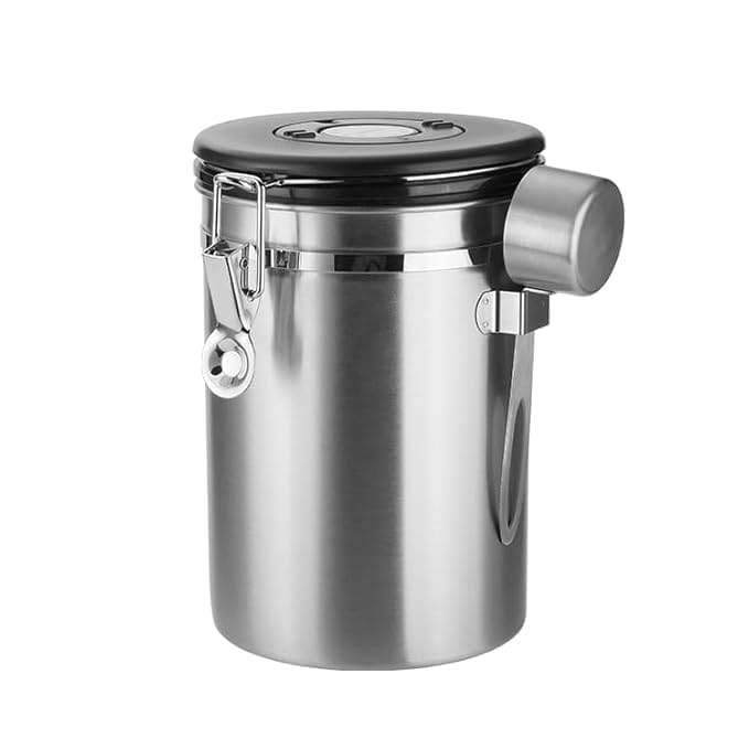 The Bean Co Roasters Stainless Steel Coffee Canister | 1.75 Litre Capacity | With Stainless Steel Scoop (Silver)