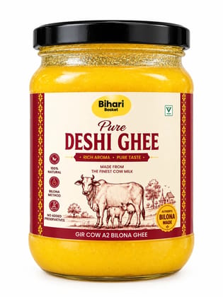 Pure Desi Cow Milk Ghee (Traditional Bilona Ghee) - 500ml - Bihari Basket