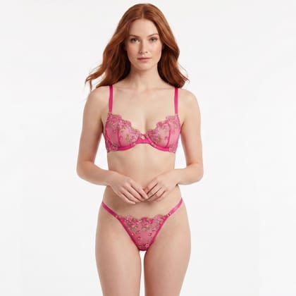 LOVEBIRD Transparent Bra Panty Thong Set Fancy THS2608