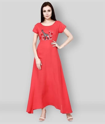 Addyvero Women Rayon Printed A-line Dress ( Pink )