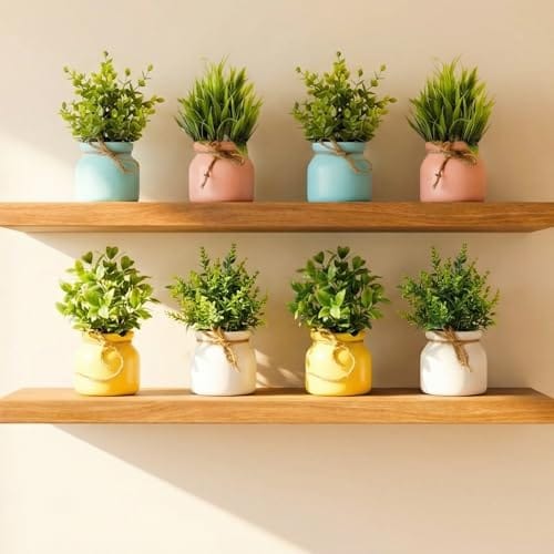 Artificial Potted Plants, Artificial Plastic Eucalyptus Plants Small Indoor Potted Houseplants, Small Faux Plants 2