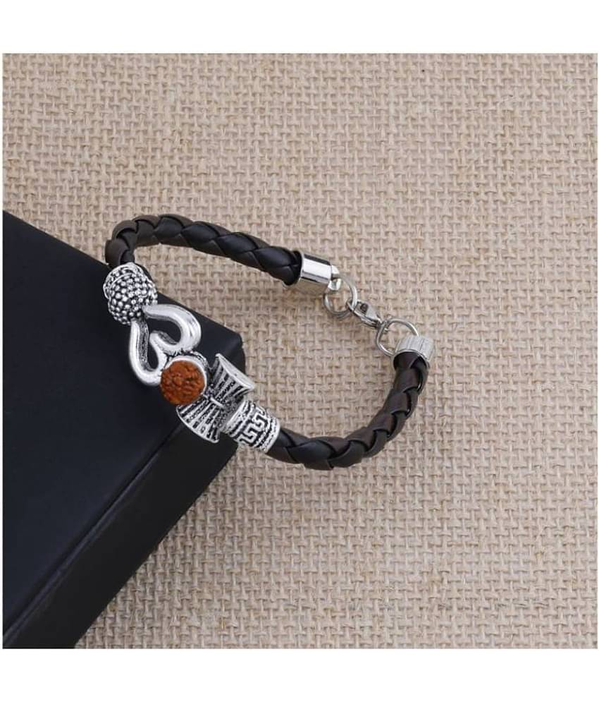 Rudraksha Om Trishul and Damroo Silver Shiva Kada Bracel et for Men and Women (Please purchase only through authentic seller "Bhardwaj Retails", for good quality products.