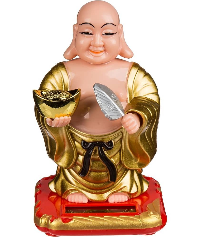 Dev Bhakti SOLAR LAUGHING BUDDHA Plastic Buddha Idol 11 x 7 cms Pack of 1