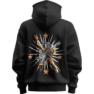 BULL CLOTHING Men's Astronaut Rocker Black Hoodie Premium 280 GSM Fleece for Softness, Comfort, and Durability (XXL) BULL CLOTHING Men's Astronaut Rocker Black Hoodie Premium 280 GSM Fleece for Softness, Comfort, and Durability (XXL)