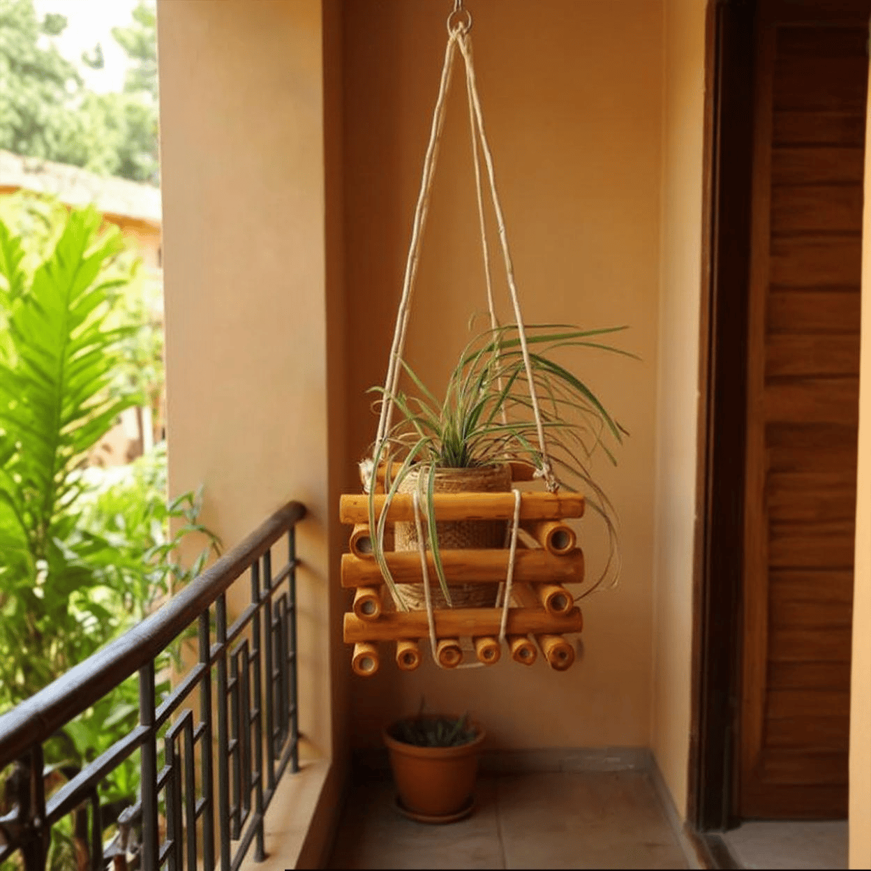 Handcrafted Bamboo Wall Hanging Planter