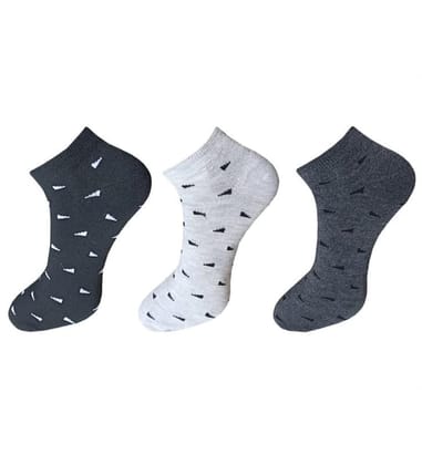 3_Pair Set Unisex Casual Cotton Printed Ankle Length Socks (Multicolor)-PID54099