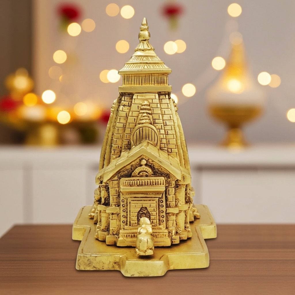 Brass Showpiece Kedarnath Mandir Model Temple (BSMAS1466 C)