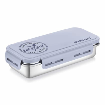 Good Day Passion Stainless Steel Lunch Box with Airtight Lid for School Kids and Office Executives (1 Piece, Gray) , (600ml+150ml)
