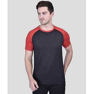 PrintCultr Colorblock Men Round Neck Cotton Blend Navy Blue, Red T-Shirt