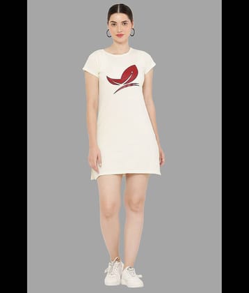 PREEGO - Off White Cotton Blend Women's Nightwear Night T-Shirt ( Pack of 1 )