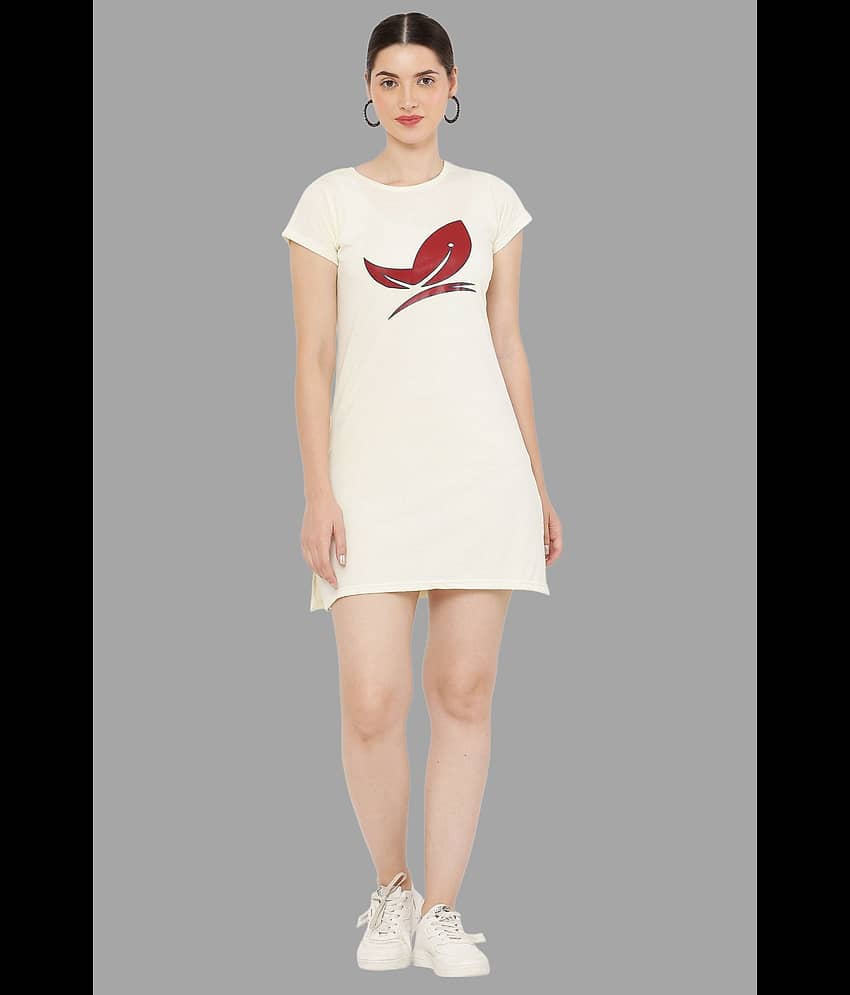 PREEGO - Off White Cotton Blend Women's Nightwear Night T-Shirt ( Pack of 1 )