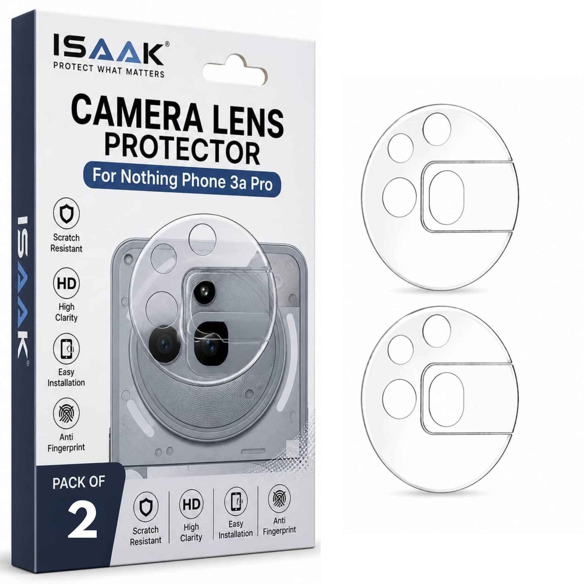ISAAK Back Camera Lens Protector compatible for Nothing Phone (3a) Pro (Pack of 2)