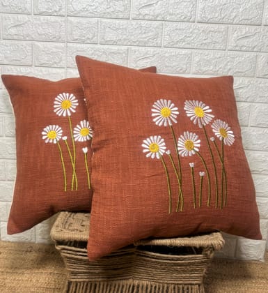 Indihomecraft Handicraft Cotton Cushion Cover - Hand Stitched Embroidery Decorative Boho Pillow Sun Flower Shape Hand Made Pillow Cover | Hand Stitch 18X18 Inches Cushion Cover, Set of 2 Indihomecraft Handicraft Cotton Cushion Cover - Hand Stitched Embroidery Decorative Boho Pillow Sun Flower Shape Hand Made Pillow Cover | Hand Stitch 18X18 Inches Cushion Cover, Set of 2