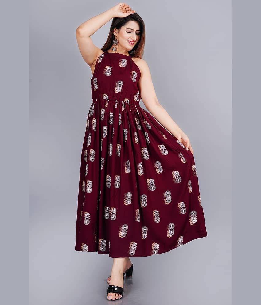 SIPET Rayon Printed Flared Women's Kurti - Blue ( Pack of 1 )