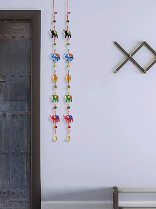 DreamKraft Paper Mache Elephant Door Hanging (96 cm, Multicolour) -Set of 2