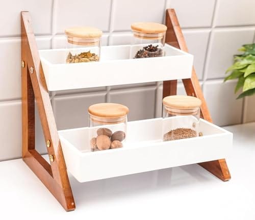 UHUD CRAFTS Multipurpose Wooden Triangluar Countertop Spice Rack