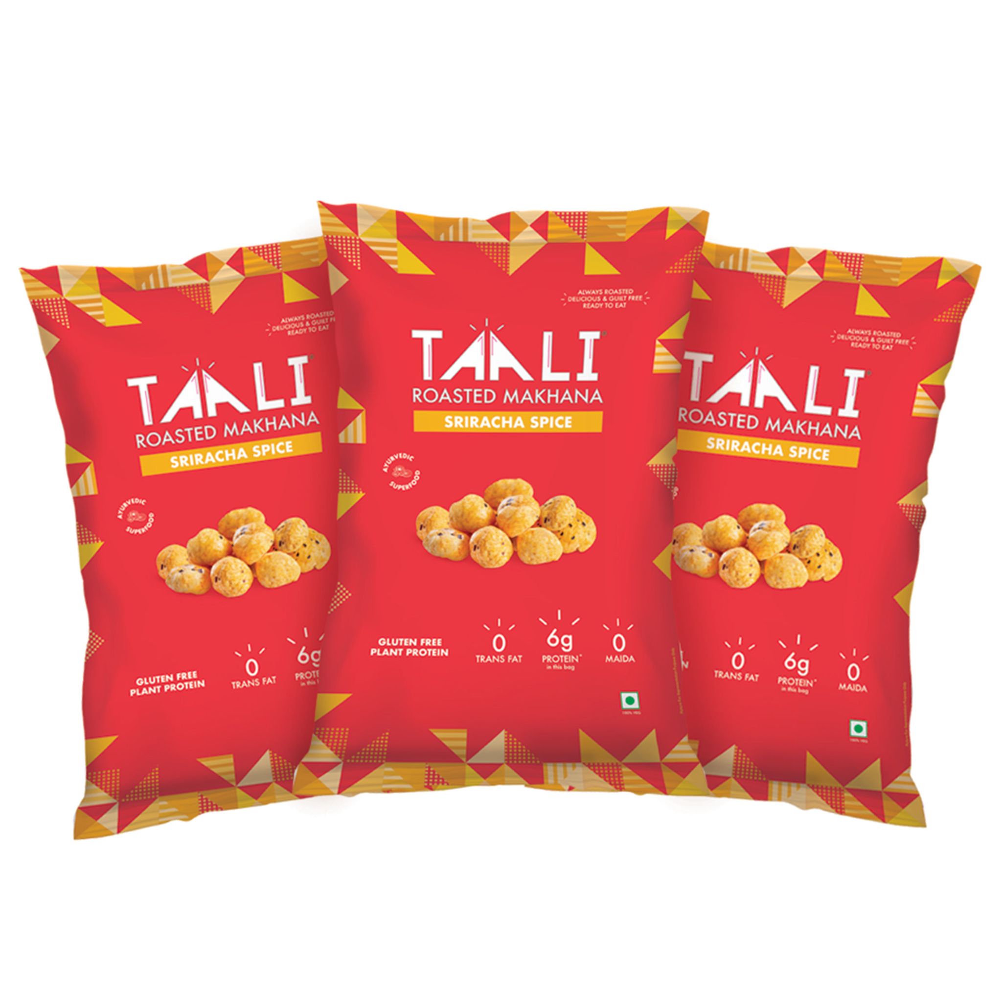 Taali Roasted Makhana With Sriracha Spice, 60 gm Each - Pack of 3