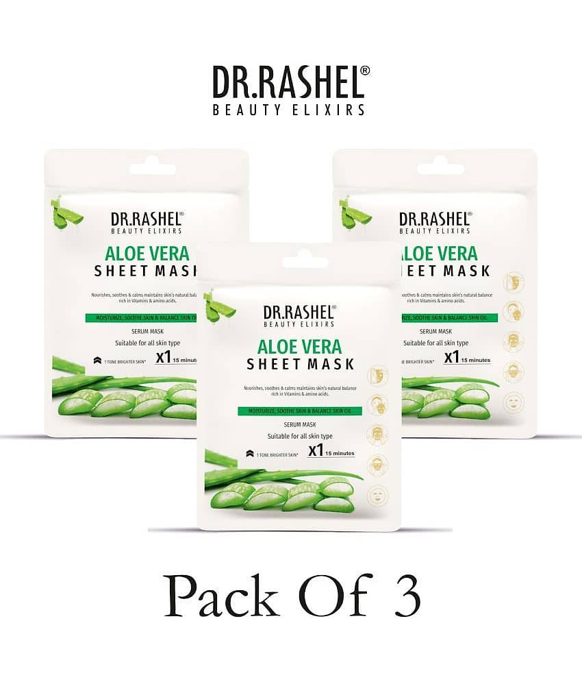 DR.RASHEL Aloe Vera Sheet Mask for Deep Hydration Suits All Skin Types 20 gm each ( Pack of 3)