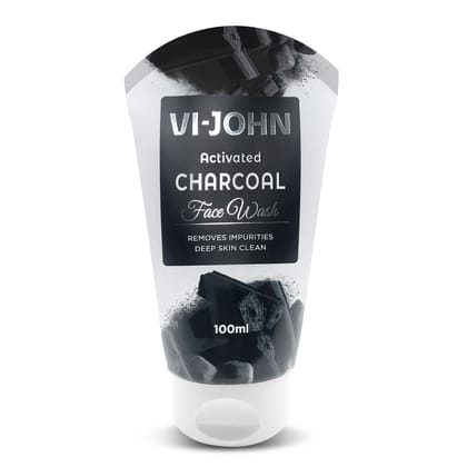 VI-JOHN Charcoal Face Wash – Deep Cleansing | Oil Control | Detox & Refresh 100ml