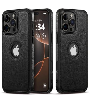 LIRAMARK PU Leather Flexible Back Cover Case Designed for iPhone 16 Pro