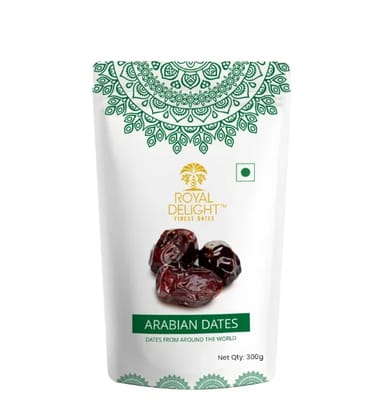 Royal Delight Arabian Dates 300g | Khajur/ Khajoor | Vegan / Plant Based | Zero Preservatives | No Added Sugar | Dates Dryfruits |