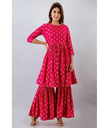 NeshamaKurti - Pink Anarkali Rayon Women's Stitched Salwar Suit ( Pack of 1 )
