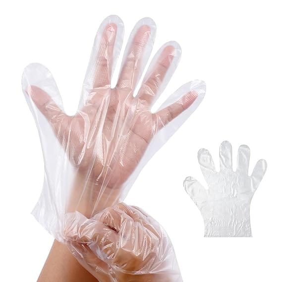 Biodegradable Food Grade Disposable Hand Gloves | Transparent & Disposable Gloves | Universal Size Gloves | For Gardening, Cleaning, Food Handling, Cooking and Public Areas (Universal, 500)