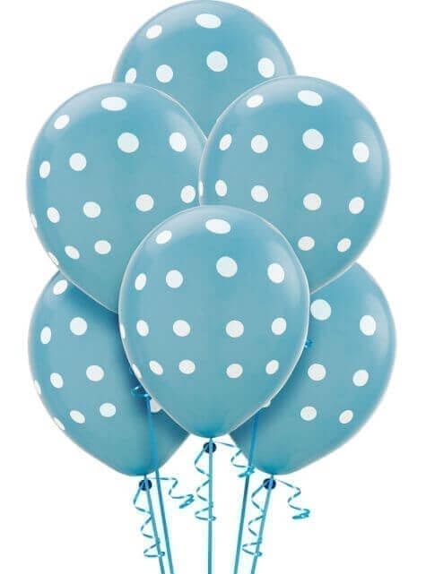 Wanna Party Polka Dot Light Blue Latex Balloons 12" - 100CT