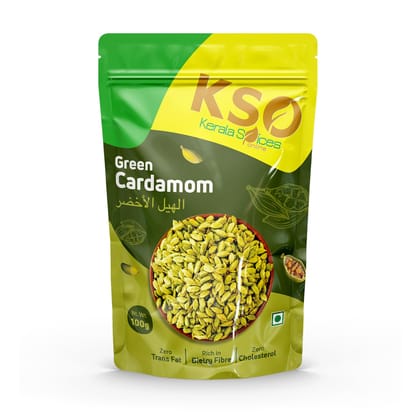Kerala Spices Pure and Natural Green Cardamom 100gm Bold Elaichi Green Free From Artificial Colors and Preservatives Cardamom Whole