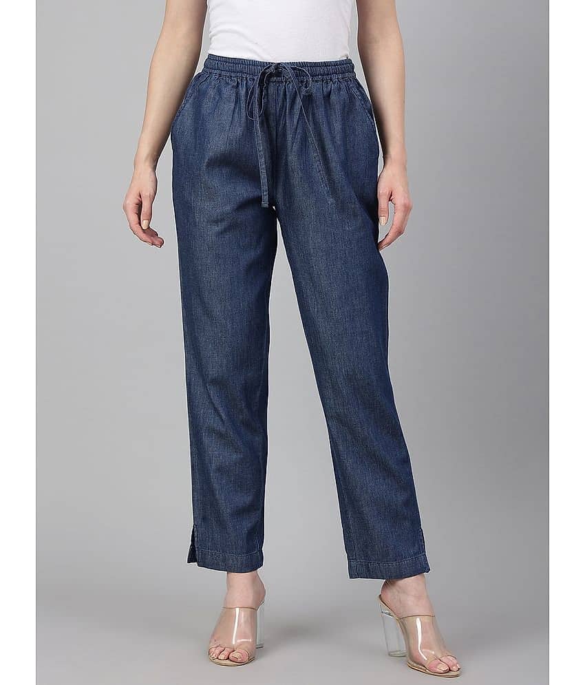 Janasya - Blue Denim Regular Women's Casual Pants ( Pack of 1 )