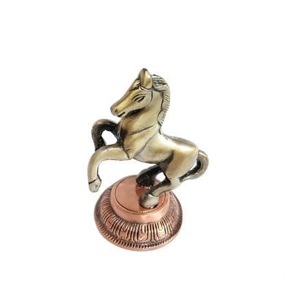 DreamKraft Jumping Horse Metal Statue for Home Decor, Feng Shui & Vanstu, Animal Showpiece Figurines (Grey Color, 8.5x6.5x12 cm)