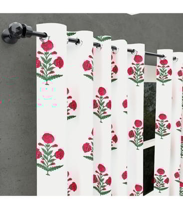 Ocean Enclave Floral Harmony Curtains  Hand Block Print in Cotton ( 9 Feet )