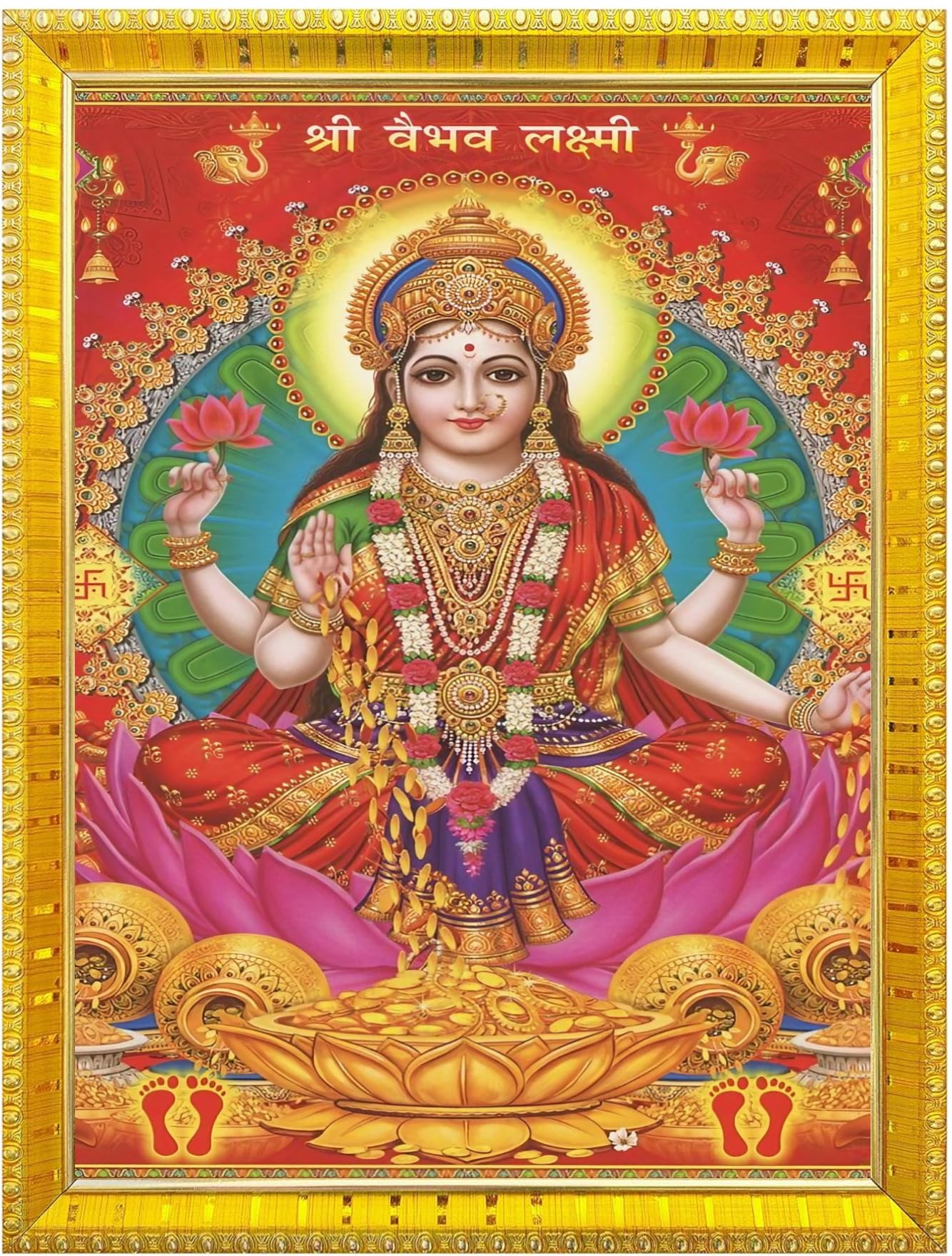 NOKKES Laxmi Devi Maa Mata Photo Frames Religious Photo frame 5X7 Inch Photo Frame_W22