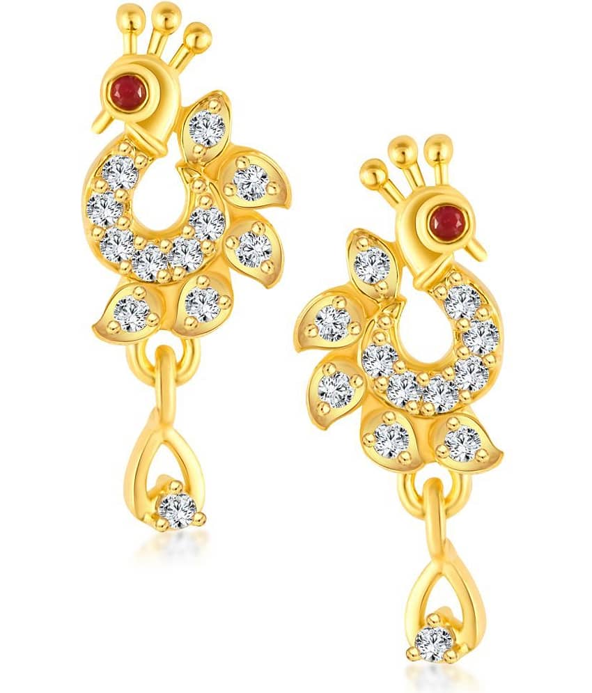 VIVASTRI Golden Stud Earrings ( Pack of 1 )