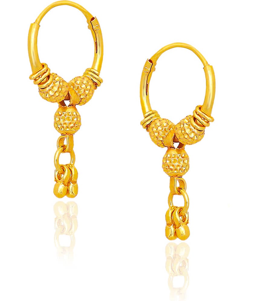 LUV FASHION Golden Hoops Earrings ( Pack of 1 )