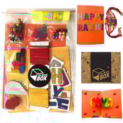 The brown box�Rakhi Making Kit,Rakhi Making Material,Rakhi for Brother,Friendship Band Making kit,Craft kit,Art and Craft Kit,Rakhi Greeting Card Making Kit,7,DIY Kit,Bracelet Making Kit.