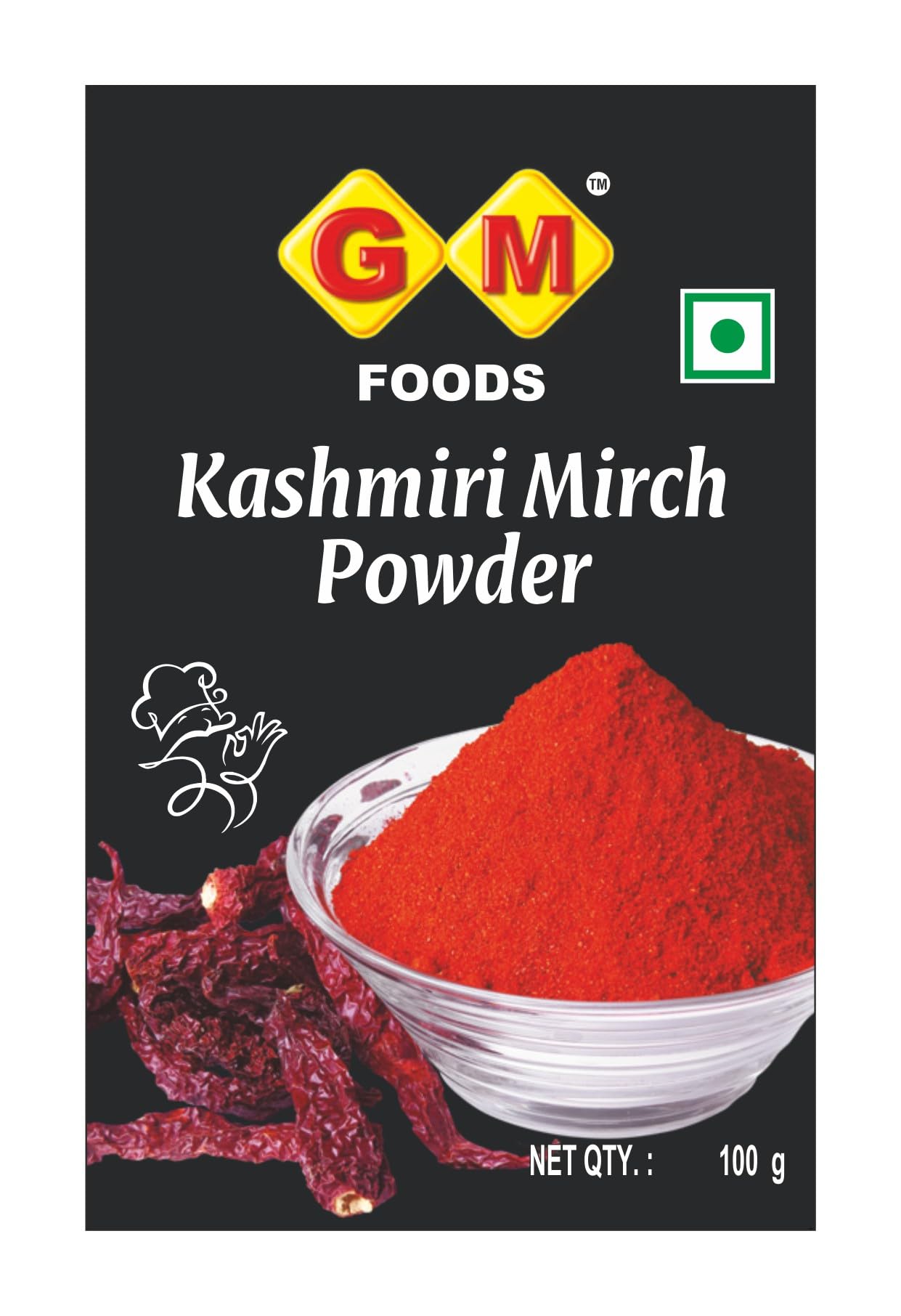 GM Foods Kashmiri Mirch Powder 100 Gram (Pack of 1) | Red chilli Powder | Authentic Indian Spice | Cool Ground for a Pure, Flavorful Experience in Every Dish | No Added Preservatives & Colours