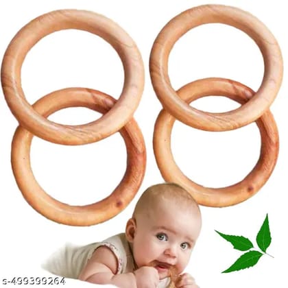 Pure Neem Wood Teether Rings Pack of 4 | Natural, Safe & Baby-Friendly Pure Neem Wood Teether Rings Pack of 4 | Natural, Safe & Baby-Friendly