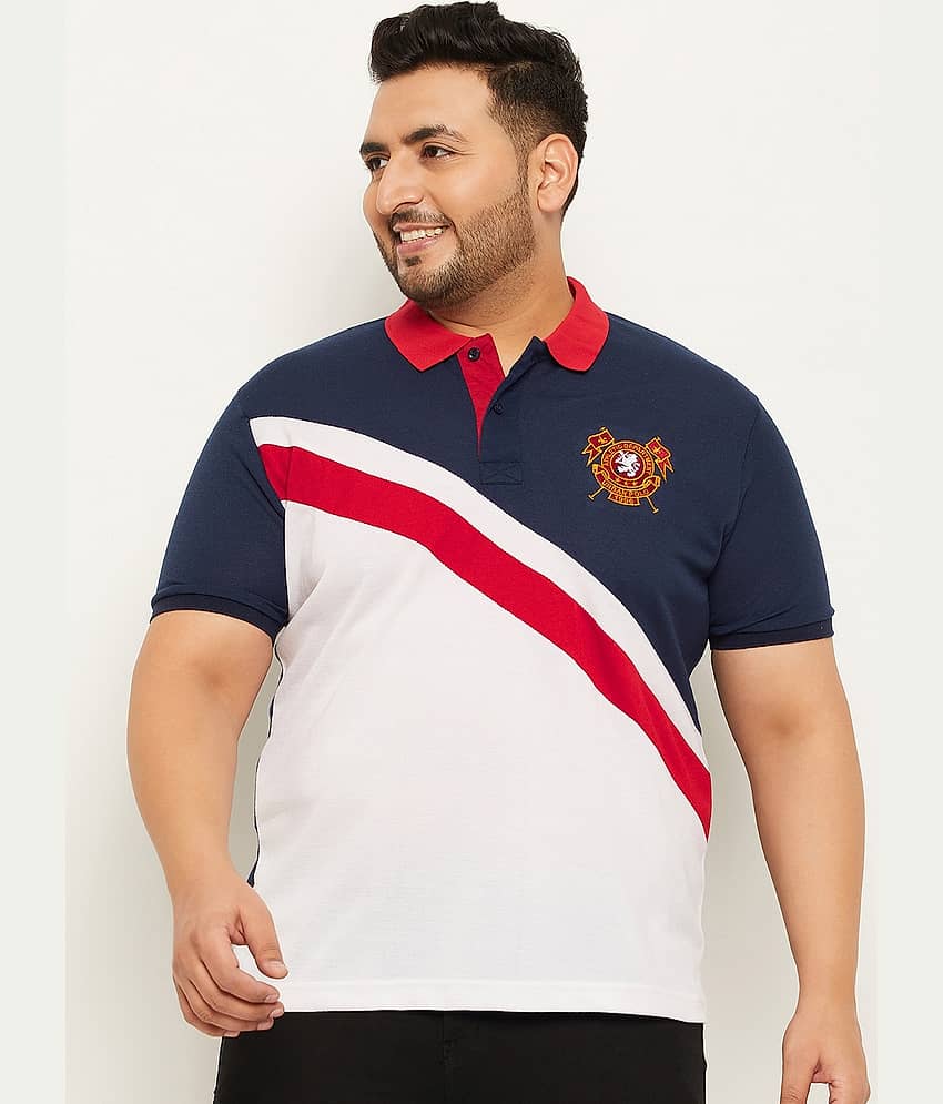AUSTIVO Pack of 1 Cotton Blend Regular Fit Colorblock Half Sleeves Men's Polo T Shirt ( Multicolor )